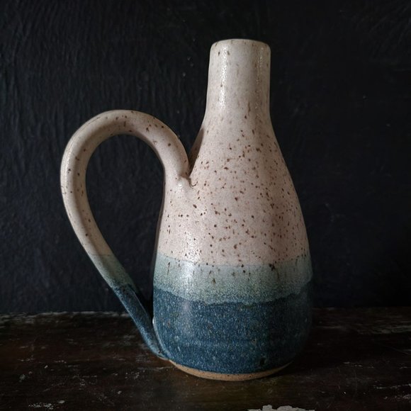 Vintage Studio Art Pottery Jug Signed, Speckled Jug Handmade, Boho Decor - Picture 1 of 7